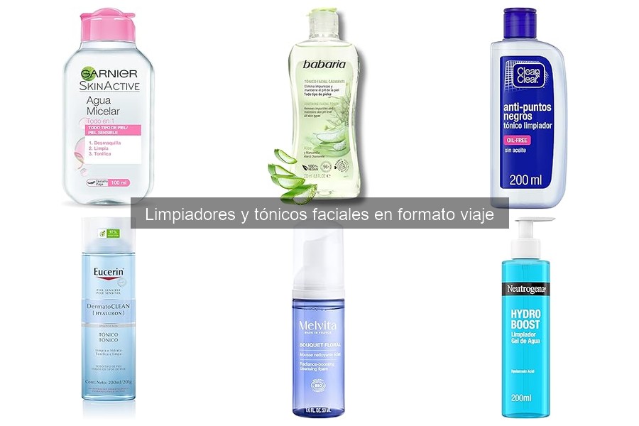 Beneficios de limpiadores y tónicos faciales en formato viaje
