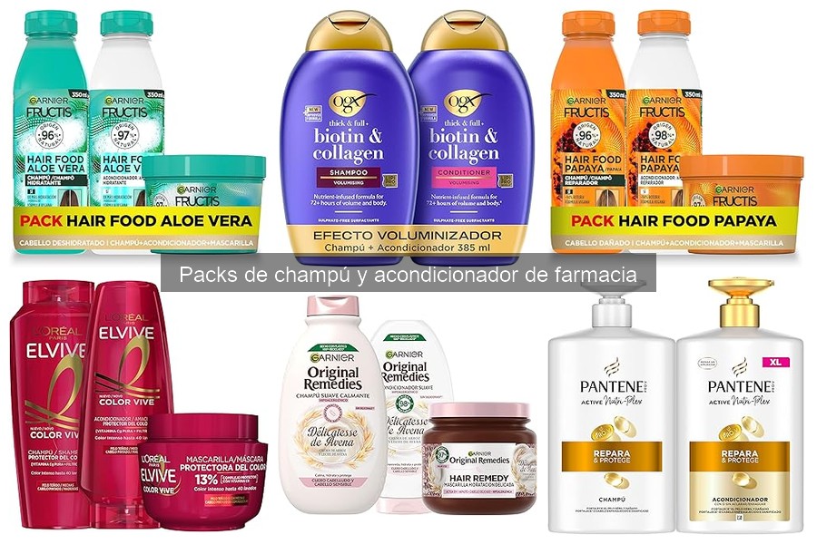 Mejores ofertas de packs de champú y acondicionador en farmacia