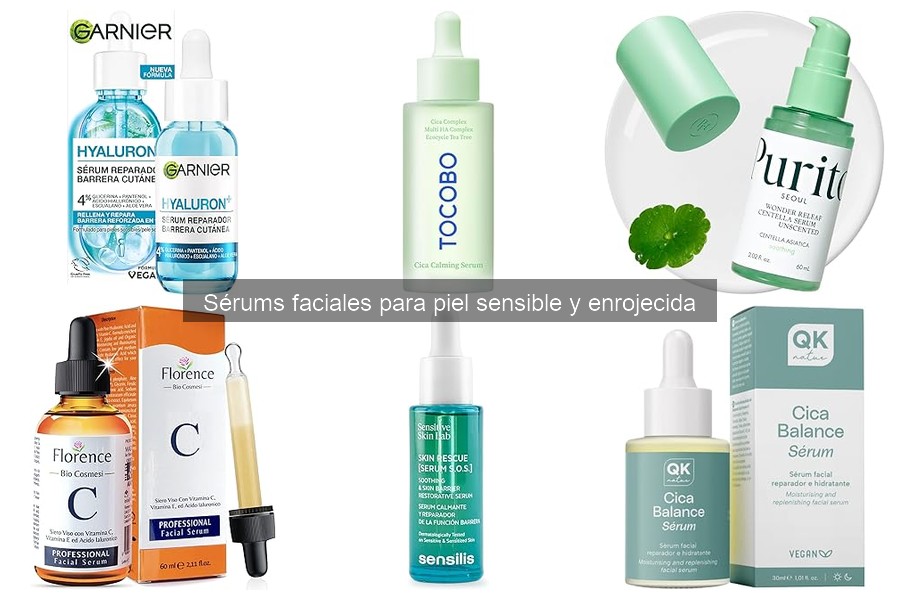 Opciones de sérums faciales para enrojecimiento de piel