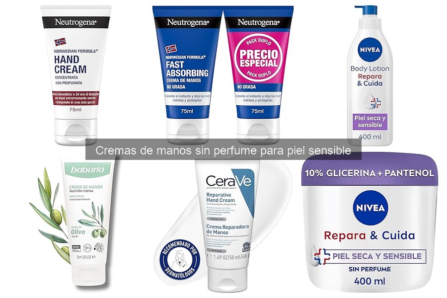 Precio promedio de cremas de manos sin perfume para piel sensible
