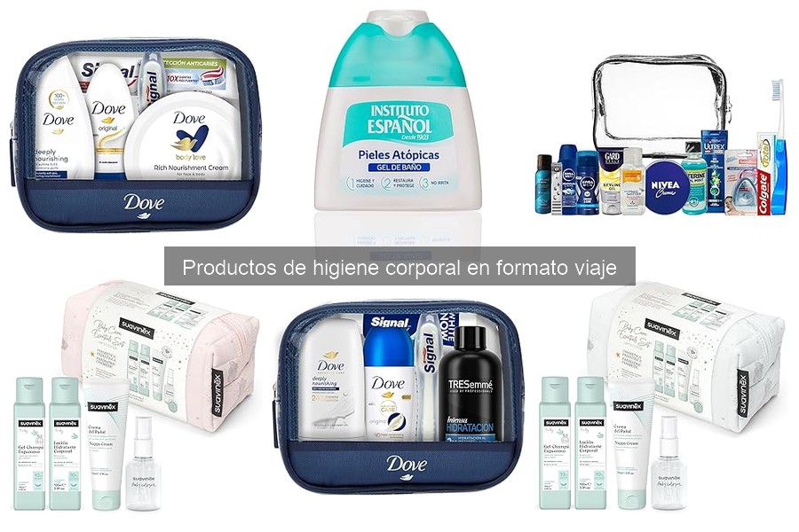 Productos de higiene corporal en formato viaje para pieles sensibles